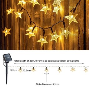 Brilagi - Catena decorativa solare a LED STARS 50xLED/8 funzioni 7m IP65 bianco caldo
