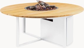 Tavolino da caffè rotondo da esterno Cosiloft con braciere e piano in legno di teak