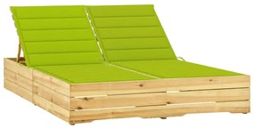 Prendisole Doppio E Cuscini Verde Brillante İn Pino Impregnato /
