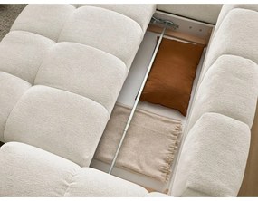 Divano angolare bianco allungabile e con contenitore (penisola a sinistra/a L) con rivestimento in ciniglia Everest – Bobochic Paris