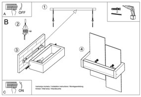 Applique da Soffitto in Legno e Vetro FENIKS 1 E27 Bianca da Interno