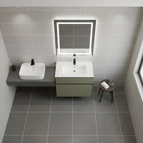 Mobile da bagno sospeso sotto lavabo L 59.5 x H 60 x P 45.5 cm verde salvia opaco, 2 cassetti Fusion