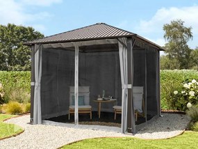 TOOLPORT Gazebo da giardino 3x3m, Hardtop, 4 teli laterali, grigio - (300219)