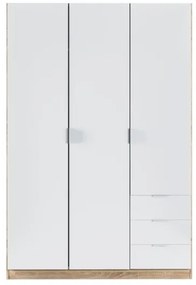 Armadio Guardaroba 3 Ante 3 Cassetti Con Barra Appendiabiti Bianco Artik Rovere Canadian