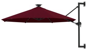 Ombrellone Da Giardino A Parete Con Led 300 Cm Bordeaux /