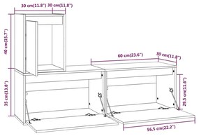 Mobili TV 3 pz in Legno Massello di Pino