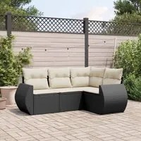 Set Divani da Giardino 4 pz con Cuscini Nero in Polyrattan 3253643