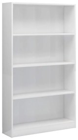 Libreria a 4 ripiani bianco lucido 80x24x142 cm in truciolato