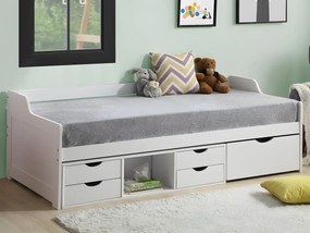 Divanetto letto con vani portaoggetti 90 x 190 cm in Abete Bianco - ADELISE