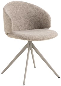 NELA Beige Caffelatte (tessuto Monza 60)/gambe beige - MODERNA SEDIA BOUCLÉ GIREVOLE PER SOGGIORNO/SALA DA PRANZO/UFFICIO BOHO