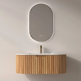 Mobile bagno curvo 100 cm cannettato con lavabo integrato | KAM-NORTH-P100 - KAMALU