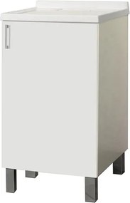 Mobile Lavatoio in legno Bianco a 1 anta con vasca in metacrilato 50x50 cm