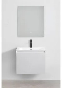 Set Mobili Da Bagno In Legno Macrae Con Lavabo Integrato Bianco & Rectangular Led (60x70) Tasmin & Nero ↑20 Cm Con Valvola Di - Sklum