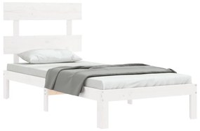 Giroletto con testiera bianco single in legno massello