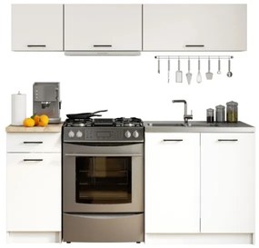 Cucina Lineare 180 Cm Moderna Pensili Bassi Bianco Opaco Emma V2