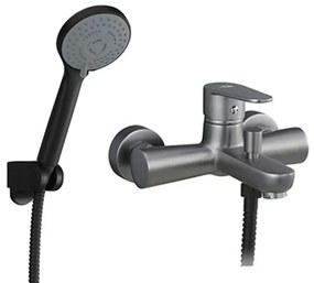 Miscelatore vasca nichel nero satinato con duplex e kit doccia serie Lizzy