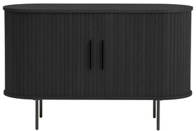 Cassettiera nera con effetto rovere con ante scorrevoli 120x76x45 cm Nola – Unique Furniture