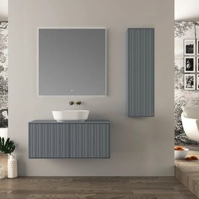 Mobile da bagno sotto lavabo Domino blu opaco L 100 x H 43 x P 46 cm 2 cassetti, lavabo non incluso