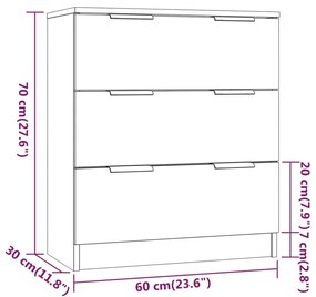 Credenza Rovere Sonoma 60x30x70 cm in Legno Multistrato