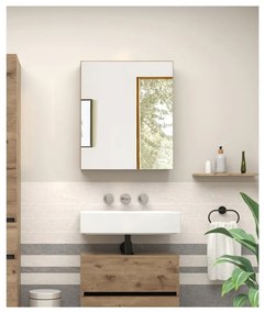 Mobile bagno effetto quercia colore naturale da parete con specchio 60x70 cm Wisla - Støraa