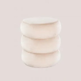 Puff tondo in Velluto Marlin Beige Crema - Sklum