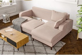 Divano angolare beige in velluto a coste (angolo destro) Beata - Ropez