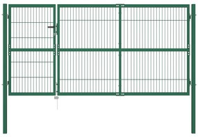 Cancello Di Recinzione Con Paletti 350x140 Cm İn Acciaio Verde /