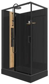 Box doccia idromassaggio rettangolare in Bambù Installazione reversibile L120xl80xH225cm Nero opaco - VITUNA
