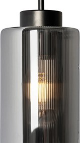 Applique da parete Art Déco nera con vetro fumé - Laura