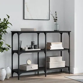 Tavolino consolle nero 100x29x75 cm in legno multistrato