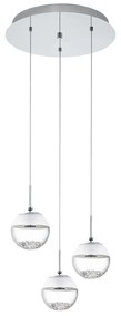 Lampadario A Sospensione Contemporaneo Montefio 1 Acciaio Cromo 3 Luci Led 5W