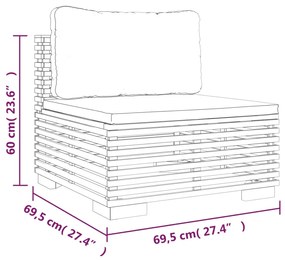 Set Divani da Giardino 3 pz con Cuscini Legno Massello di Teak