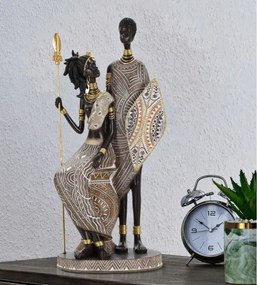 Masai Tribal Famiglia Cm 16,5X11,5X38