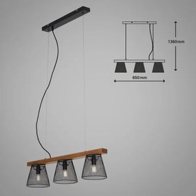 Briloner 4077-035 - Lampadario a sospensione con filo WOOD &amp; STYLE 3xE14/25W/230V