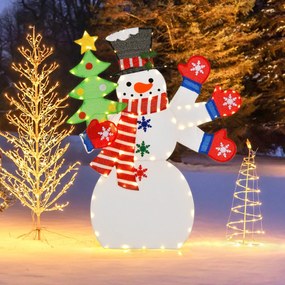Costway Pupazzo di neve illuminato con mano che saluta e 140 luci LED calde, Decorazione natalizia da interno esterno 123cm
