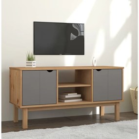 Mobile tv otta marrone e grigio 113,5x43x57 cm in legno di pino
