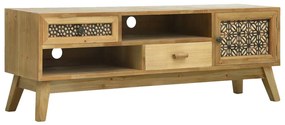 Mobile porta tv intagliato marrone 120x30x42 cm in legno