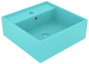 Lavabo Troppopieno Quadrato Verde Chiaro Opaco 41x41cm Ceramica /