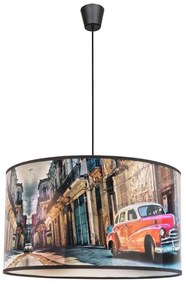 Duolla - Lampadario a sospensione con filo CUBA ROSSO 1xE27/15W/230V diametro 35 cm