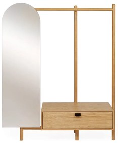 Parete dell'anticamera in legno di quercia con specchio Tripod - Woodman