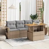 Set Divano da Giardino 5 pz con Cuscini Beige in Polyrattan 3327097