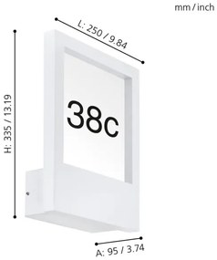 Eglo 98143 - Numero civico MONTEROS 1xE27/28W/230V IP44 bianco