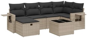 Set divani da giardino 7 pz con cuscini grigio in polyrattan