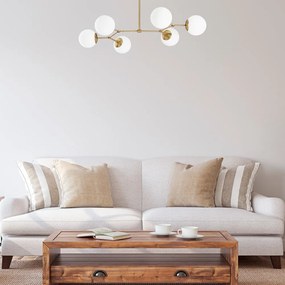 Lampadario color ottone con paralume in vetro Damar – Opviq lights