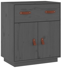 Credenza grigia 65,5x40x75 cm in legno massello di pino