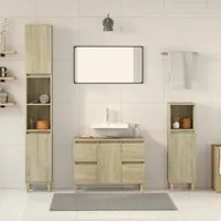 Set Mobili da Bagno 3 pz Rovere Sonoma in Legno Multistrato 3307671