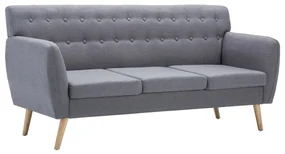Divano a 3 posti rivestito in tessuto 172x70x82cm grigio chiaro