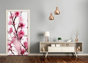 Adesivo per porta Fiori di prugne 95x205 cm