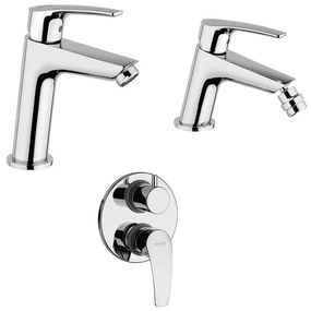 Set miscelatori Jacuzzi | Rubinetteria lavabo medio e bidet per piletta click clack con doccia incasso con deviatore due uscite Lucente