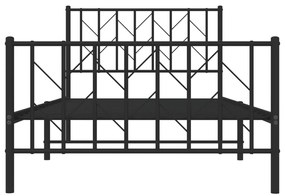 Giroletto con Testiera e Pediera Metallo Nero 100x200 cm